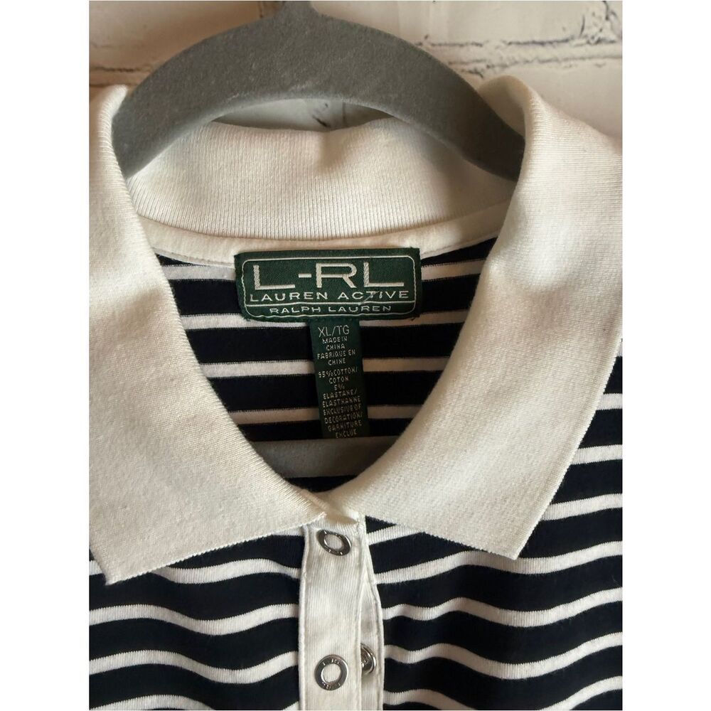 Lauren Ralph Lauren Black & White Striped Sleeveless Polo Top XL - Picture 3 of 9
